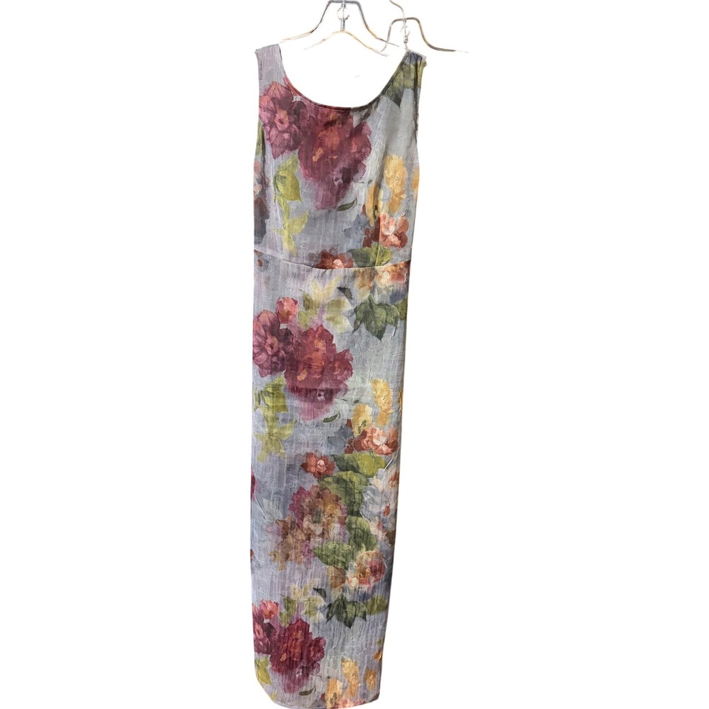 Dawn Joy Fashions Floral Maxi Dress Womens 7/8 Blue Purple Red